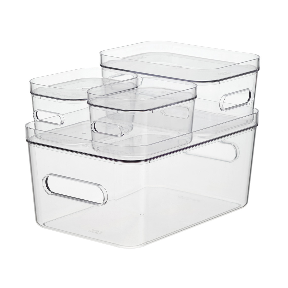 Smart Store Clear Compact Plastic Bins 4-Pack with Clear Lids